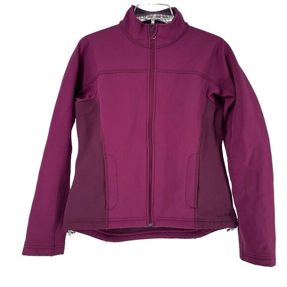 LL Bean Jacket Soft Shell Size S Fleece Lined Full Zip Dark Fuchsia Outdoor Coat - Picture 1 of 9
